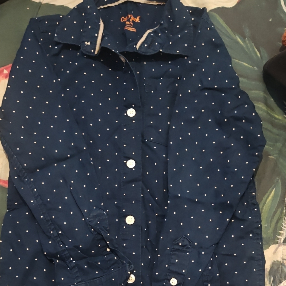 Cat & Jack Dark Blue Shirt with White Dots